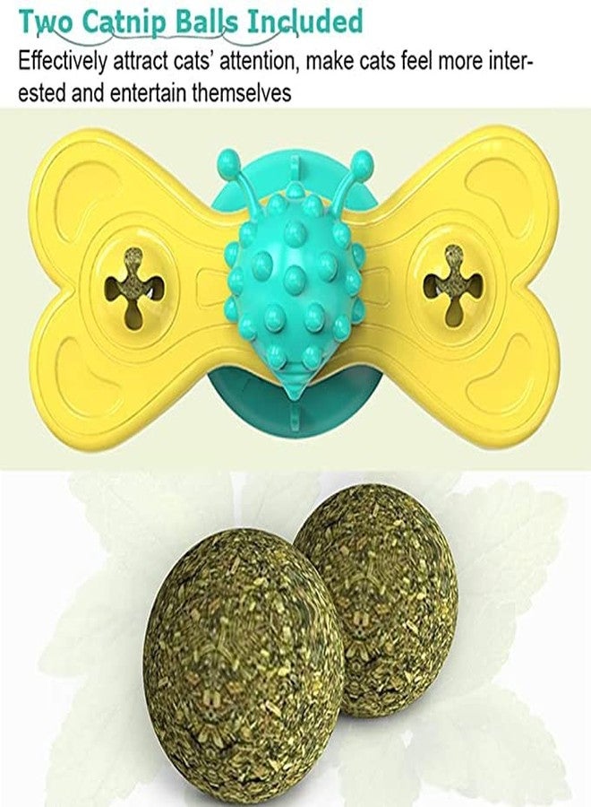 Pups&Pets Durable Non Toxic Plastic Spinning Butterfly Cat Teaser Toy with 2 Catnip Balls Set Cat Turntable Toy Ideal for Playing Cats and Puppy (Colour As Per Available) - Image 2
